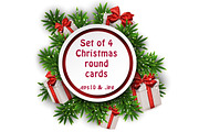 Christmas round cards templates set