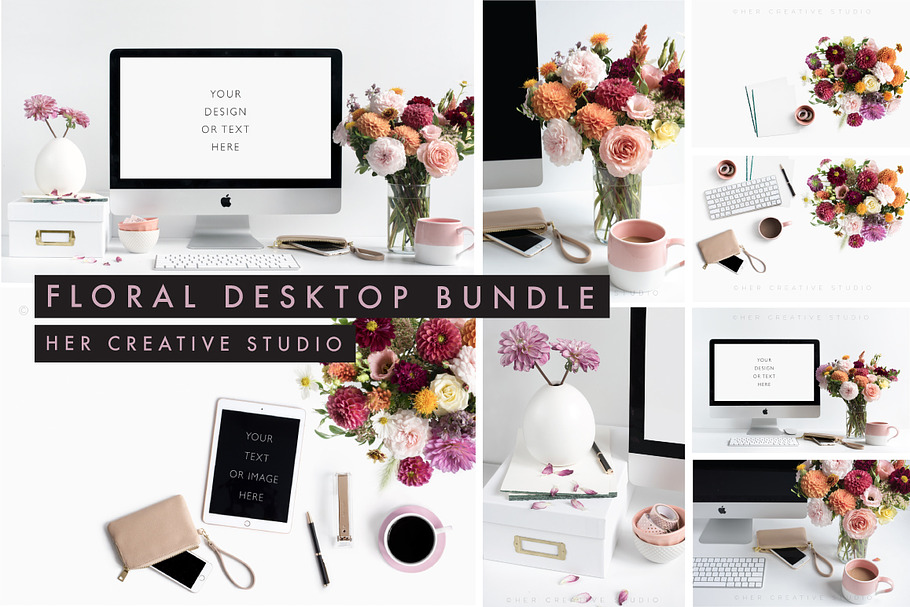 Floral Desktop Bundle in Mobile & Web Mockups - product preview 8