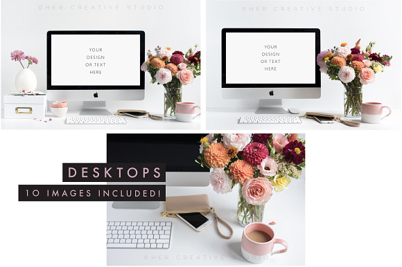 Floral Desktop Bundle in Mobile & Web Mockups - product preview 2