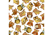 Owl seamless pattern background