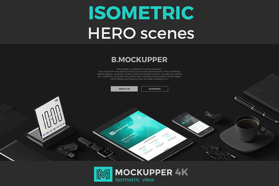Hero scenes isometric view Mockups in Mobile & Web Mockups - product preview 8
