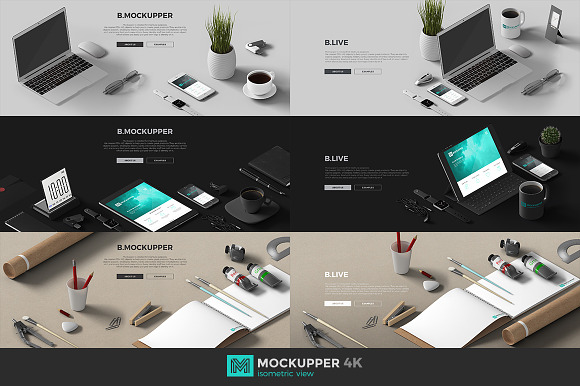 Hero scenes isometric view Mockups in Mobile & Web Mockups - product preview 1