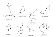 Set of gray zodiac constellations