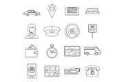 Taxi Icons set, outline style