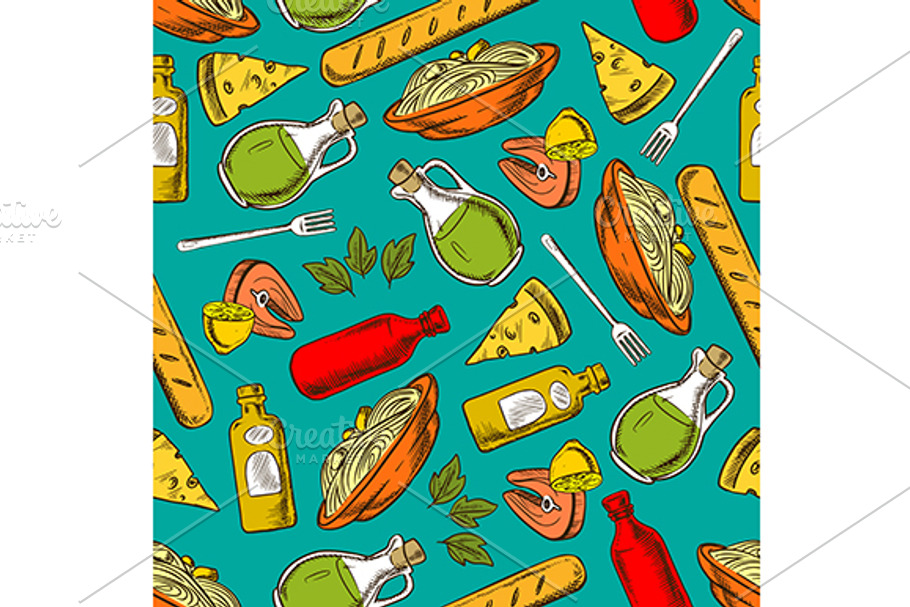 Italian cuisine seamless pattern in Patterns - product preview 8