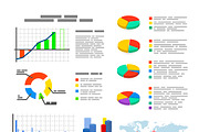 Flat graphics and diagrams on white