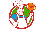 Fat Chef Cook Twirling Football 