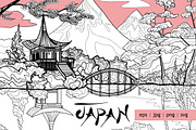 Japan decorative sketch set