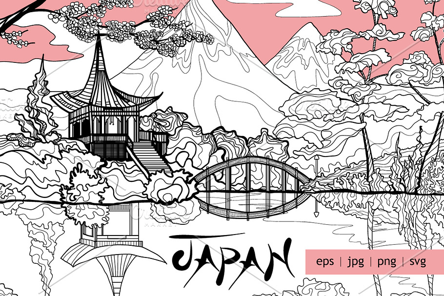 Japan decorative sketch set in Illustrations - product preview 8