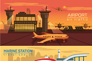 Airport and marine station banners