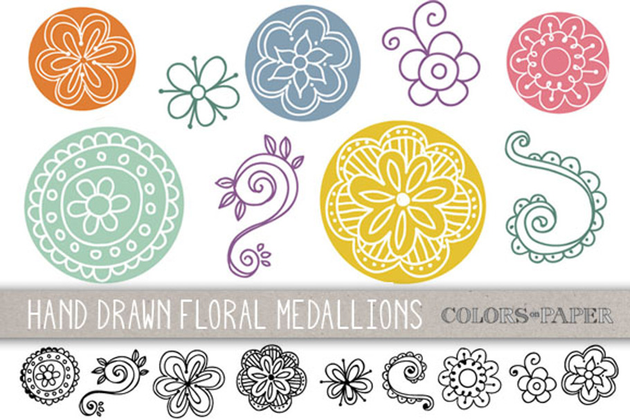 Floral Medallions Clipart & Brushes