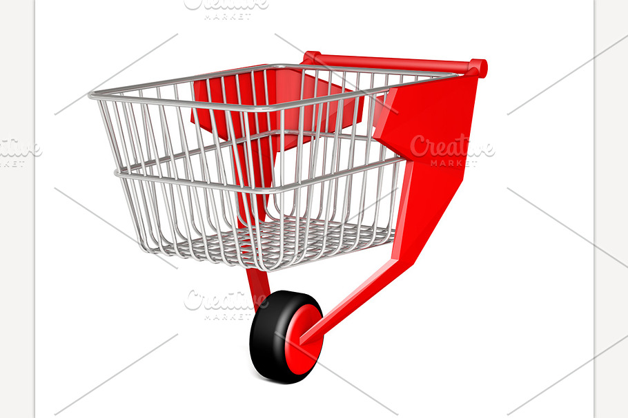 Shopping Trolley with One Wheel in Objects - product preview 8