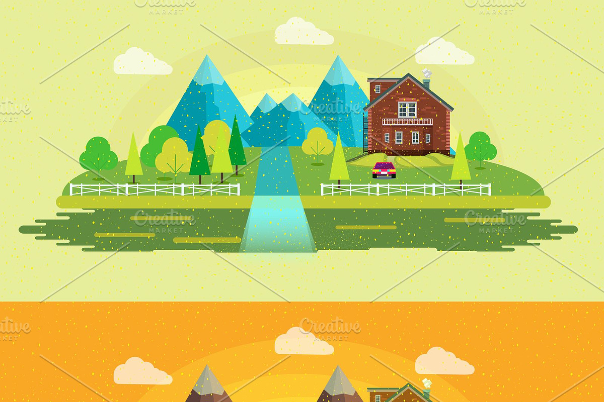 Nature Landscape Flat Design in Illustrations - product preview 8