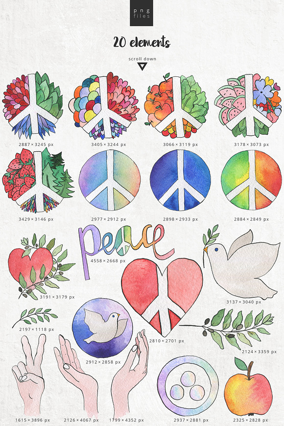 World peace day watercolor set in Illustrations - product preview 1