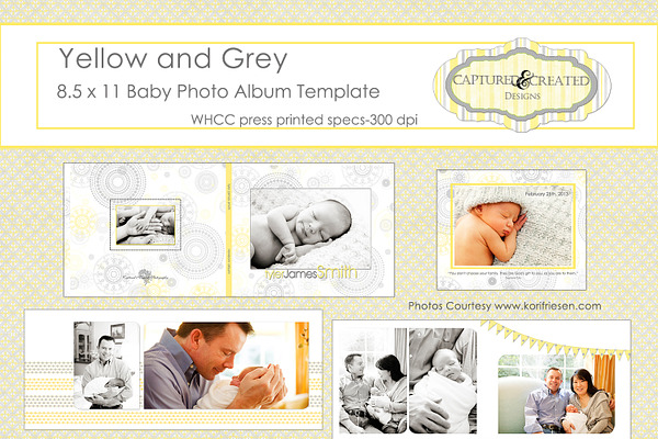 Yellow and Grey  Baby Photo Album