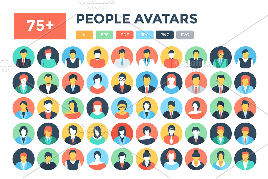 90 Flat People Avatar Icons 