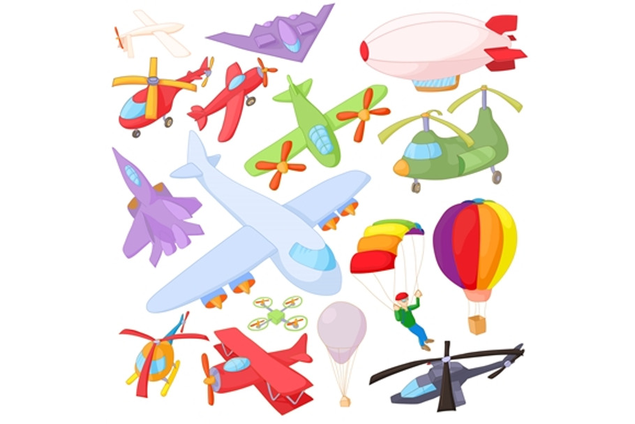 Aviation Icon Set, cartoon style in Objects - product preview 8