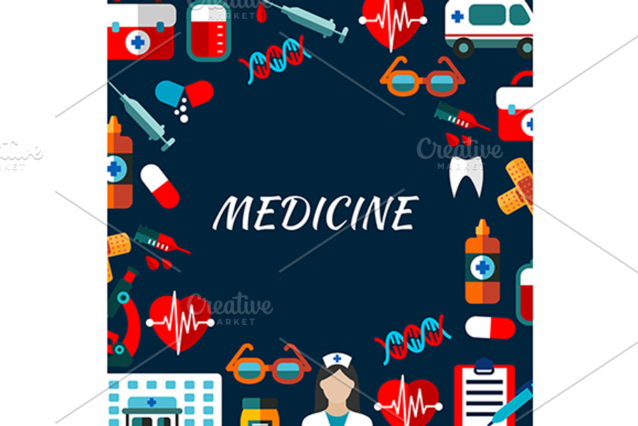 Medicine poster with icons