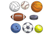 Hand drawn sport balls