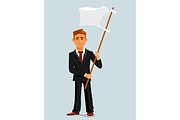 Businessman holds white flag