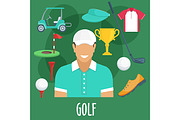 Golf sport and equipment icons