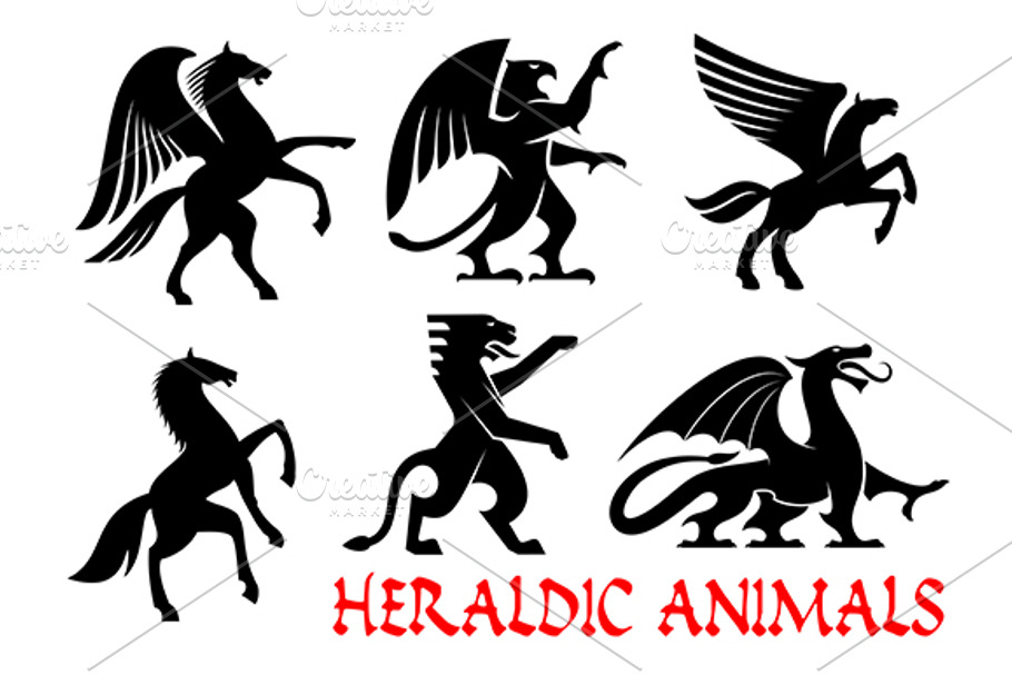 Heraldic animals icons in Graphics - product preview 8