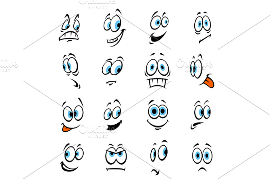 Cartoon human face expressions in Graphics - product preview 8