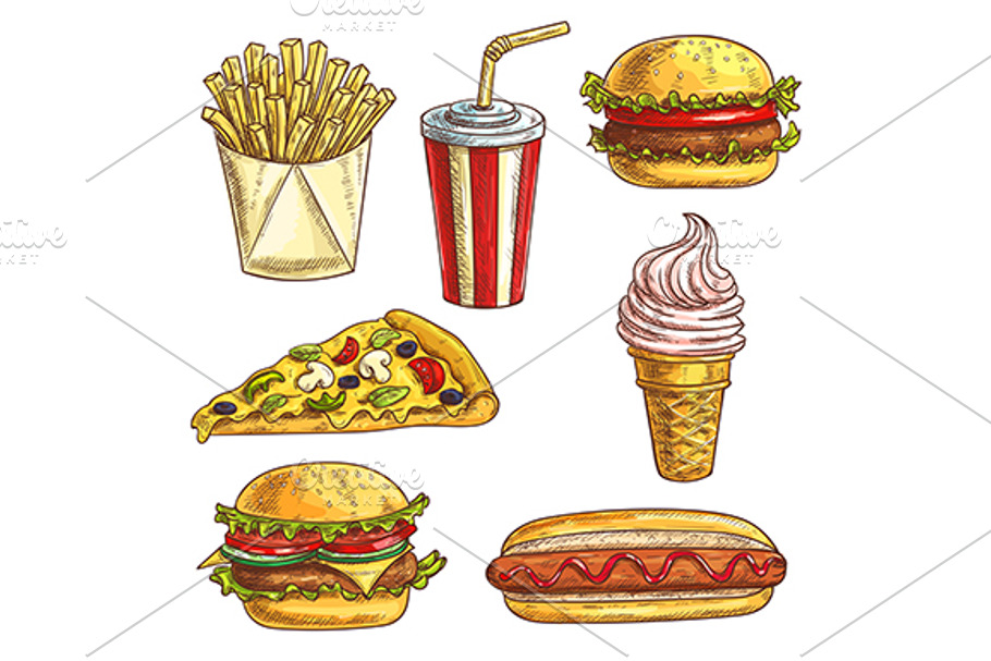 Fast food sketch icons in Graphics - product preview 8