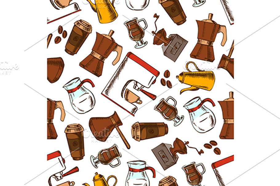 Coffee drinks seamless pattern in Patterns - product preview 8