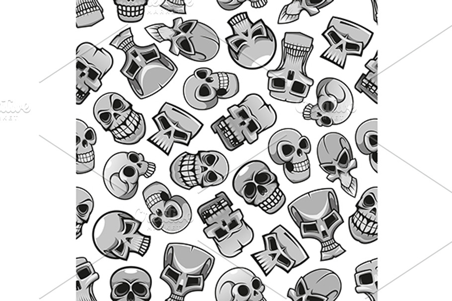 Halloween skulls seamless pattern in Patterns - product preview 8