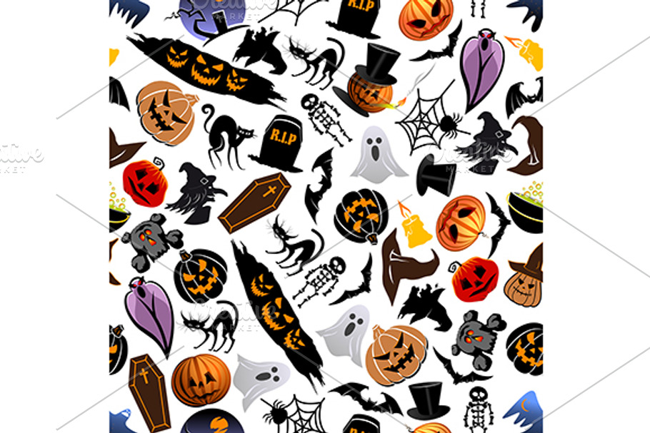 Halloween seamless pattern in Patterns - product preview 8