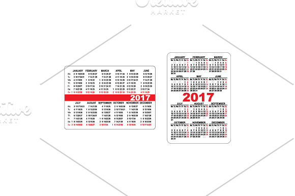 Set Template grid Calendar 2017 in Objects - product preview 2