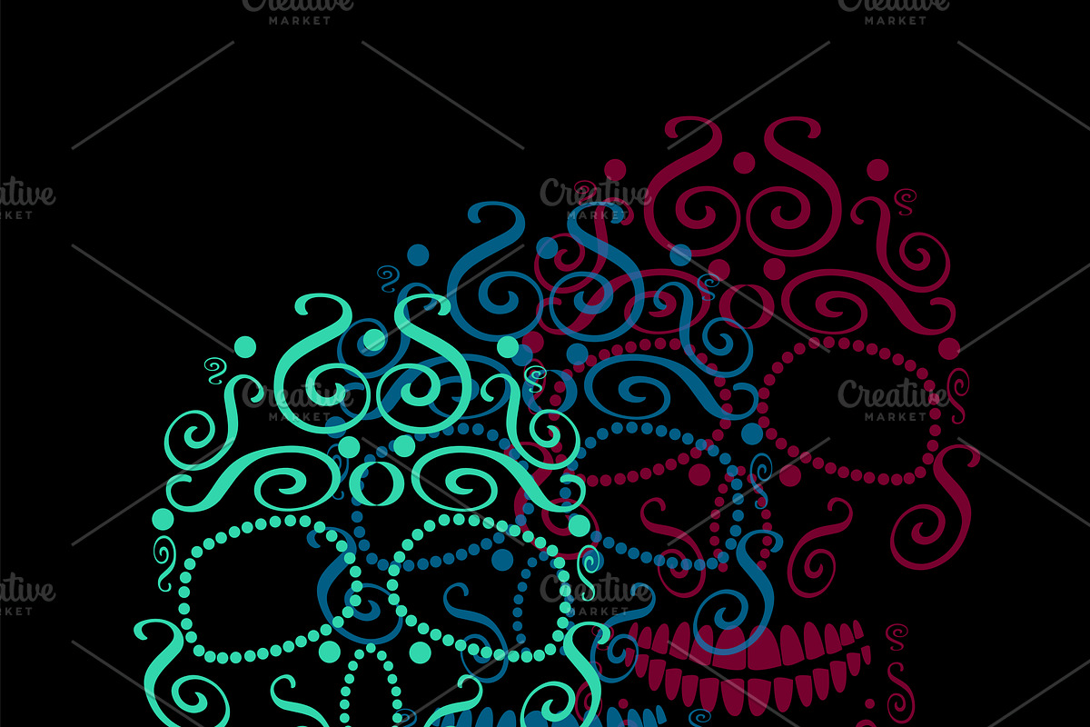Skull vector neon color in Graphics - product preview 8