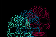 Skull vector neon color