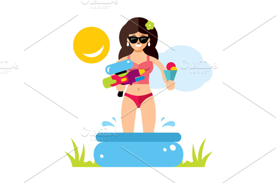 Woman in the pool in Illustrations - product preview 8