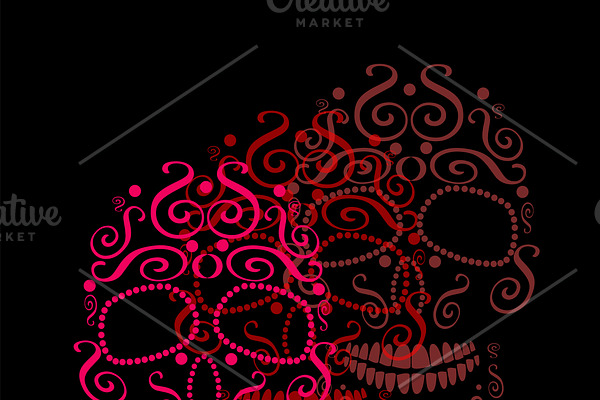 Skull vector ornament pink