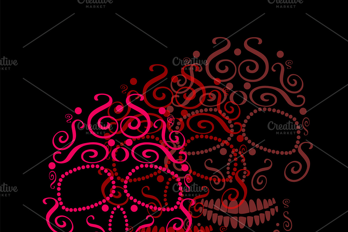 Skull vector ornament pink in Graphics - product preview 8
