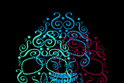 Skull vector ornament neon color