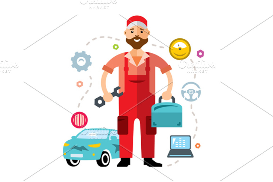 Car Mechanic in Illustrations - product preview 8