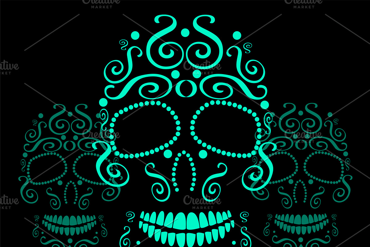Skull vector ornament neon color in Graphics - product preview 8