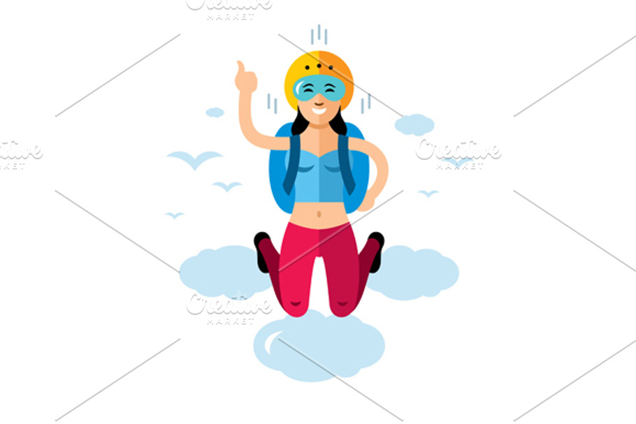 Skydiving woman in Illustrations - product preview 8