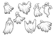 Halloween funny cartoon ghosts