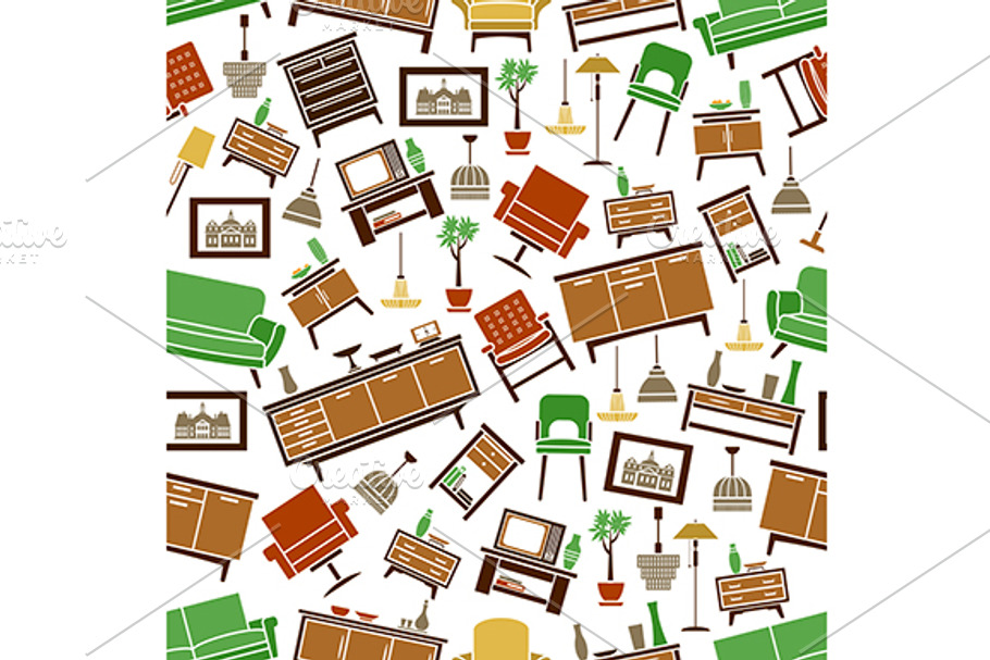 Home furniture seamless pattern in Patterns - product preview 8