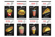 Fast food menu posters and banners