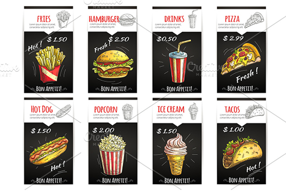 Fast food menu posters and banners in Graphics - product preview 8