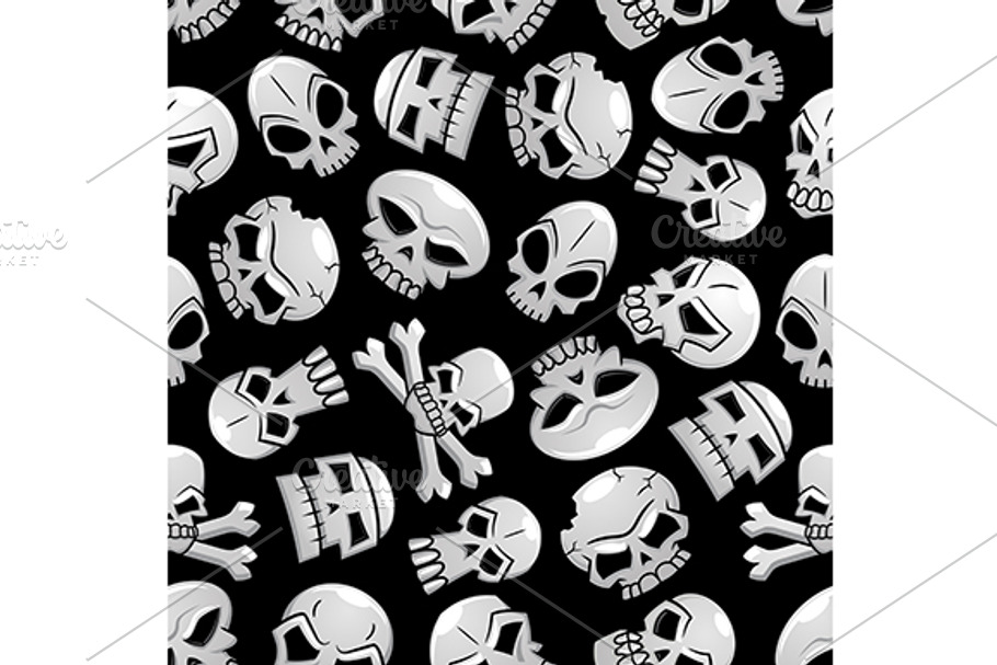 Skull seamless pattern for Halloween in Patterns - product preview 8