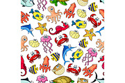 Cute sea and ocean animals pattern