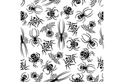 Black spiders seamless pattern