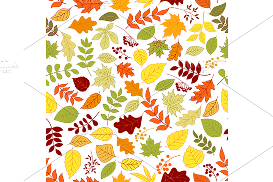 Autumn leaves and berries pattern in Patterns - product preview 8
