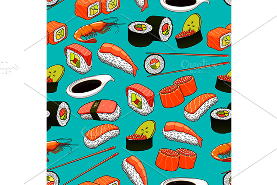 Seafood seamless pattern in Graphics - product preview 8